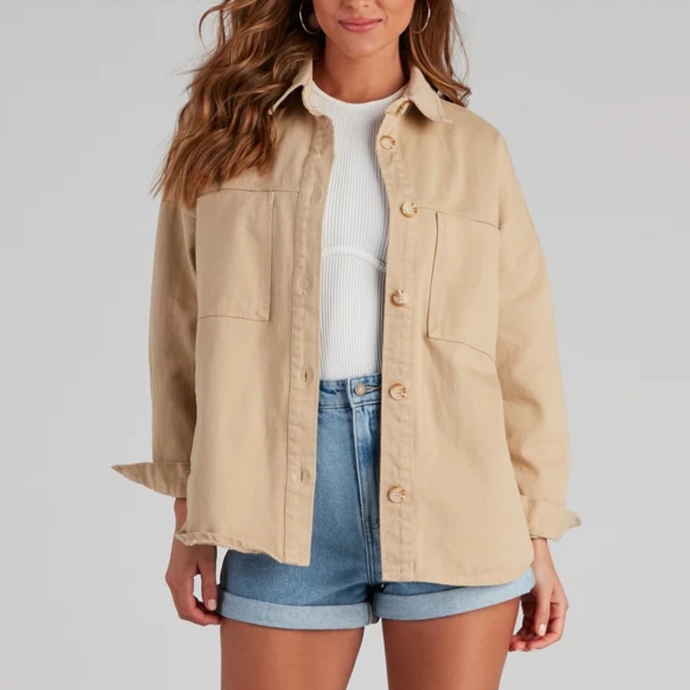 Khaki denim material jacket / coat